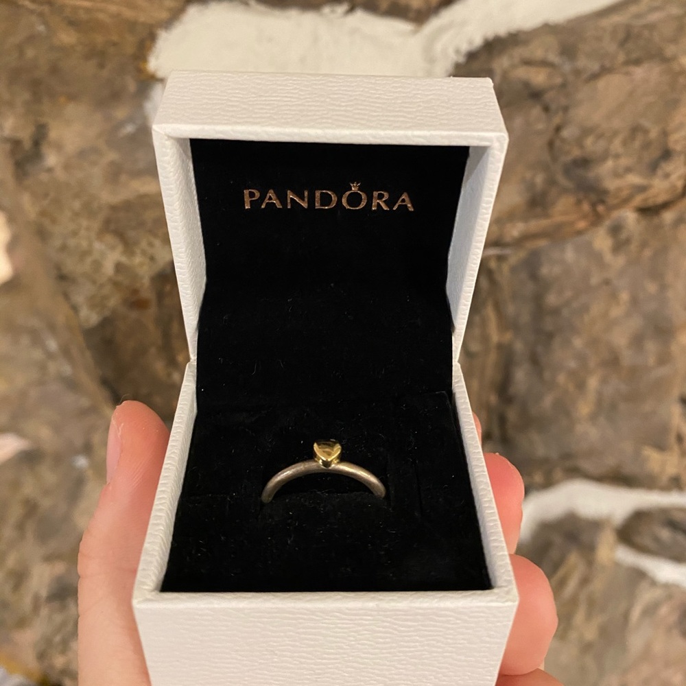 Pandora Polished Heart Puzzle Ring